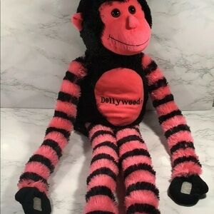 Dollywood TN Pink Black Monkey Plush Hook-Loop areas Hands Feet Authentic Park